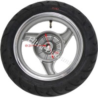Rad hinten komplett fr chinesischen Skooter (Silber  - typ 2) Bilder 1