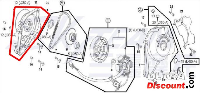 Anlasserritzelschutz Kette fr Motoren 50-125ccm fr Dax Skyteam Bilder 1