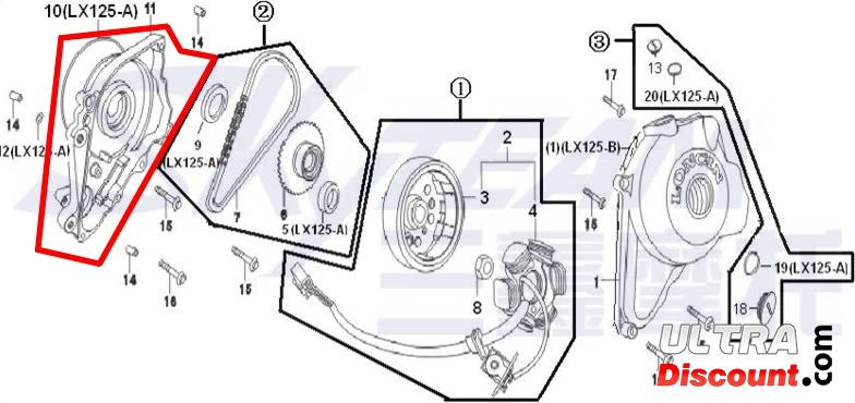 Anlasserritzelschutz Kette fr Motoren 50-125ccm fr Dax Skyteam Bilder 2