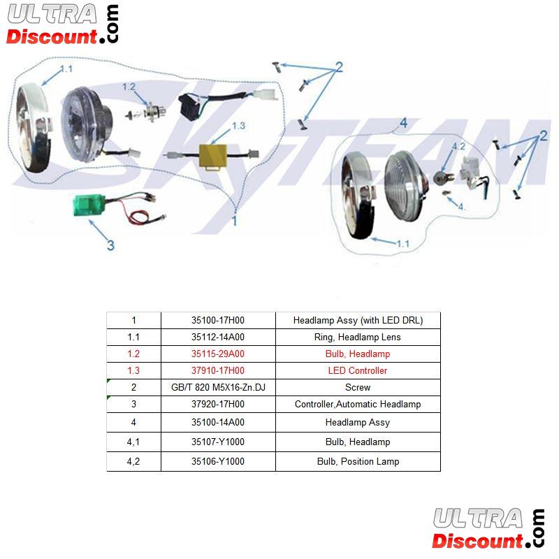 Frontscheinwerfer LED fr Dax Skyteam Skymax 50-125cc Euro4 Bilder 1