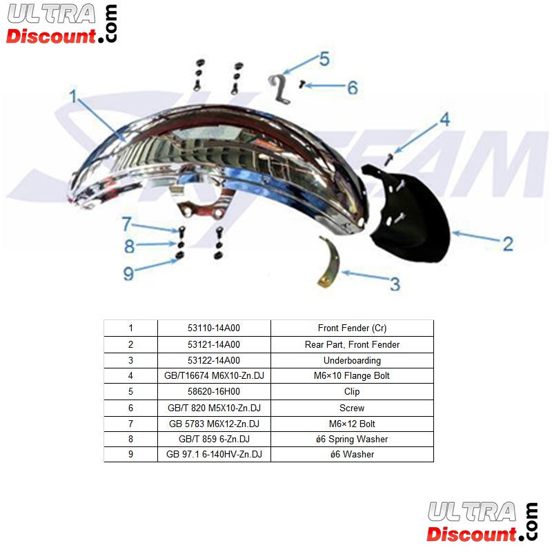 Kotflgel Vorn CHROME fr Skyteam Dax Skymax Bilder 1