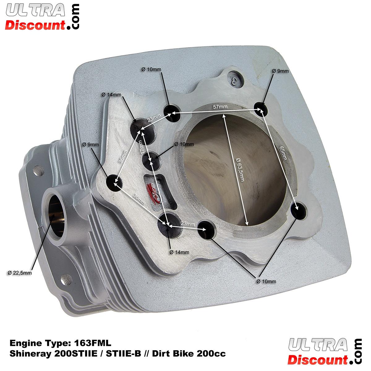 Zylinder fr Quad Shineray 200 ccm STIIE, STIIE-B 163FML (63mm) Alu Bilder 1