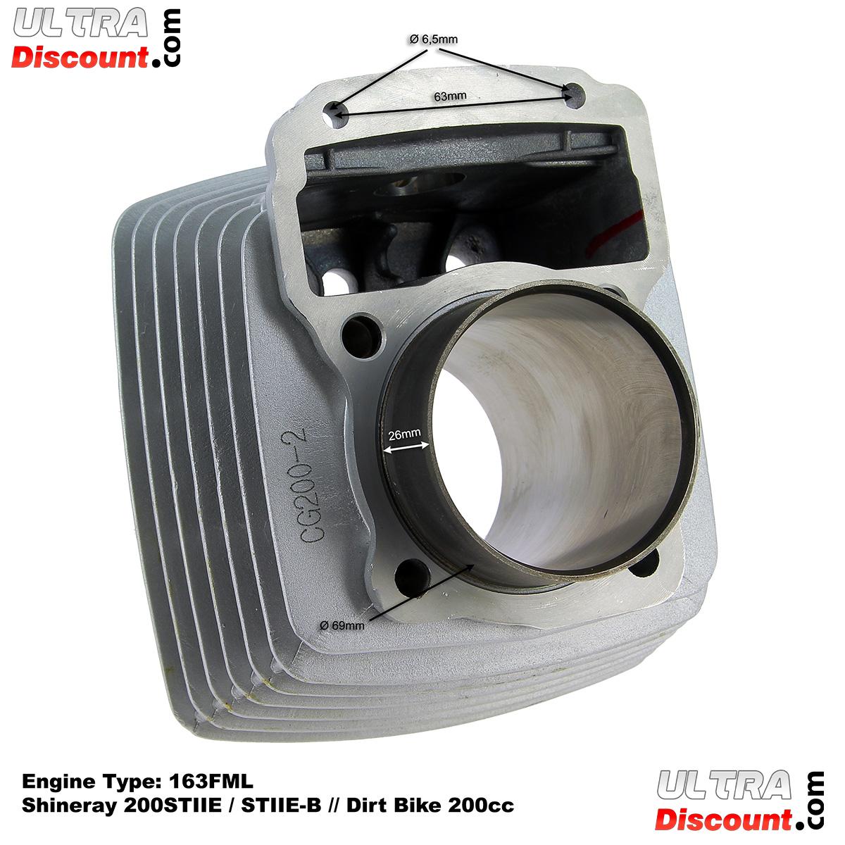 Zylinder fr Quad Shineray 200 ccm STIIE, STIIE-B 163FML (63mm) Alu Bilder 2