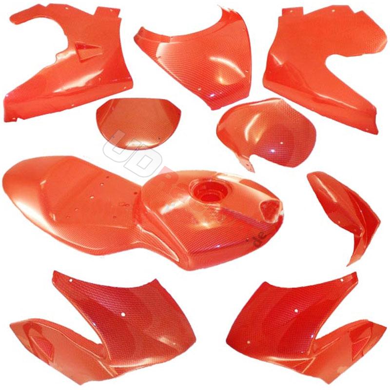 Verkleidung Kohlenfaser, rot, Sonderausgabe fr pocket bike 47-49 ccm, Ersatzteile Pocket bike