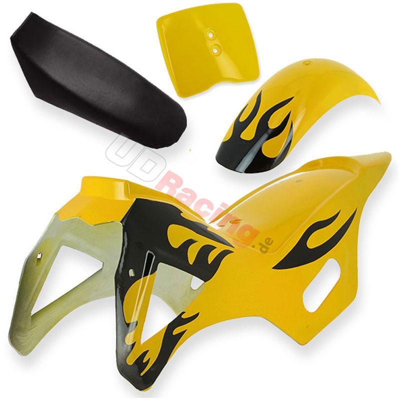 Verkleidung pocket bike cross (Gelb - schwarz, Typ 1), Pocket Cross Teile