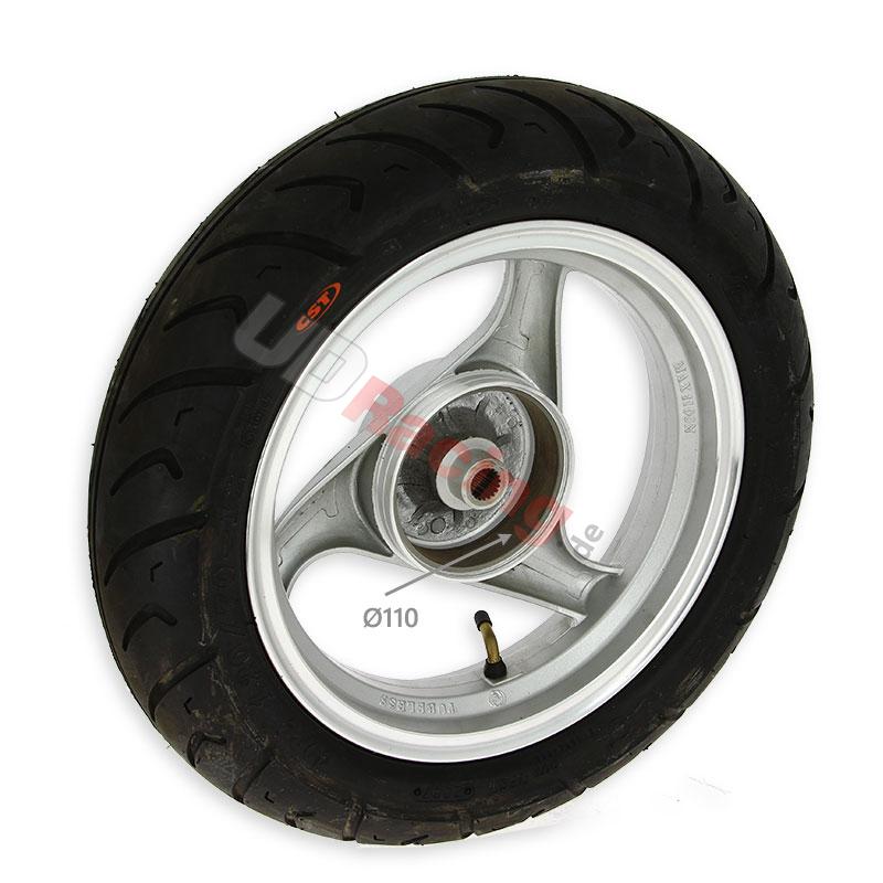 Rad hinten komplett fr chinesischen Skooter (Silber  - typ 1), Chinesische Motorroller Teile