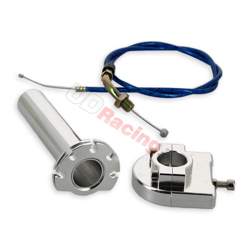 Gasgriff (schnell), alu, Qualittsprodukt + Kabel, blau, Ersatzteile Dirt bike