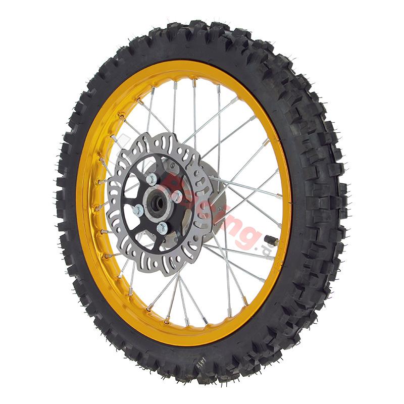 Rad vorn 14', gold, Spikes 10 mm, fr dirt bike AGB27, Ersatzteile Dirt bike