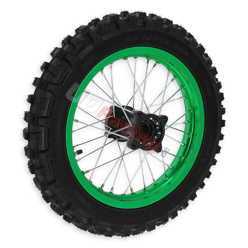 Rad hinten komplett 14'', grn, fr dirt bike AGB30, Ersatzteile Dirt bike