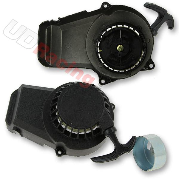 Original Seilzugstarter fr pocket bike Supermoto aus Aluminium mit Anlasserritzel - Graphit schwarz, Teile Pockets Supermoto