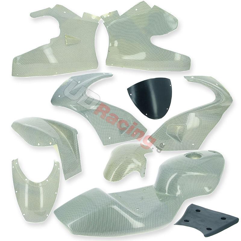 Verkleidung Kohlenfaser, wei, Sonderausgabe fr pocket bike 47-49 ccm, Ersatzteile Pocket bike