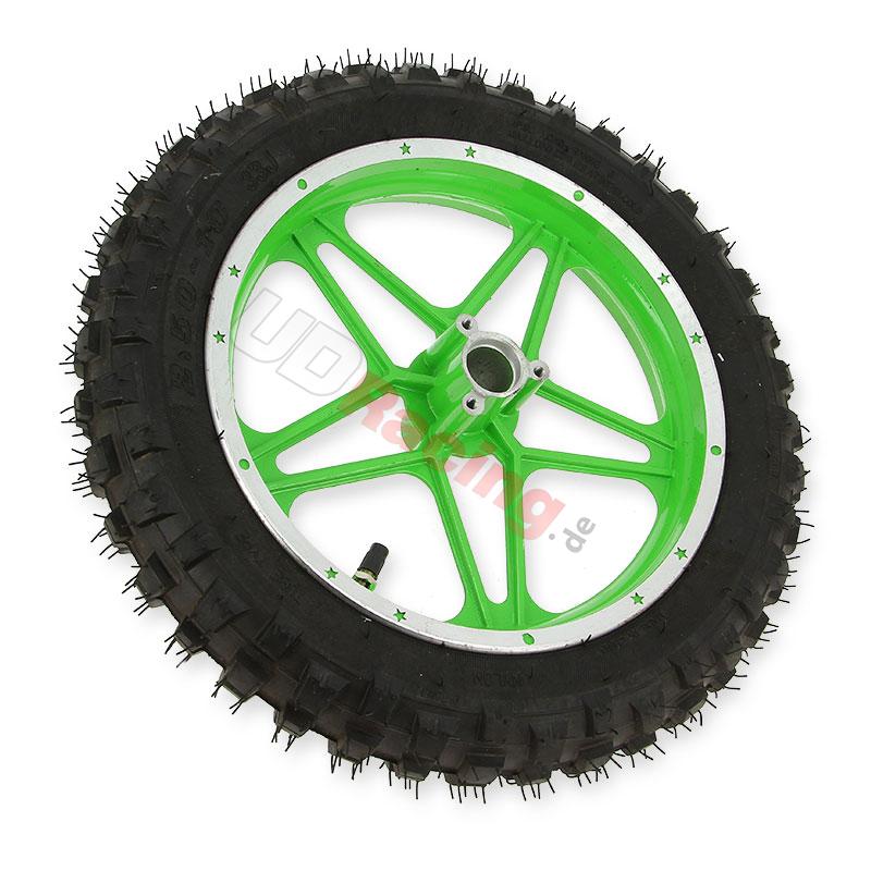 Komplettes Hinterrad Grn fr Pocket bike cross (10'', Typ 1), Dirt Nitro Teile