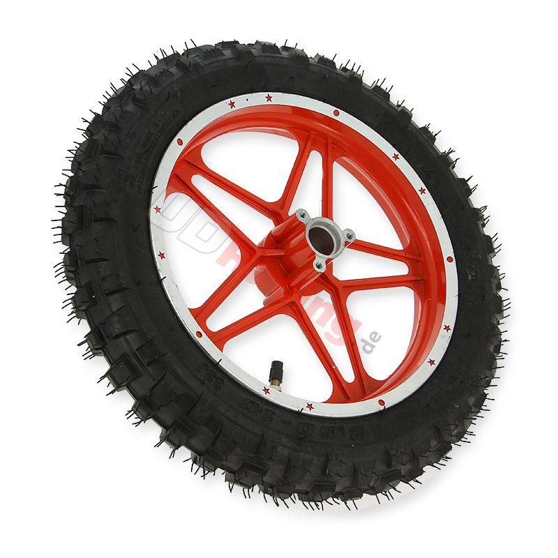 Komplettes Hinterrad rot fr Pocket bike cross (10'', Typ 1), Pocket Cross Teile