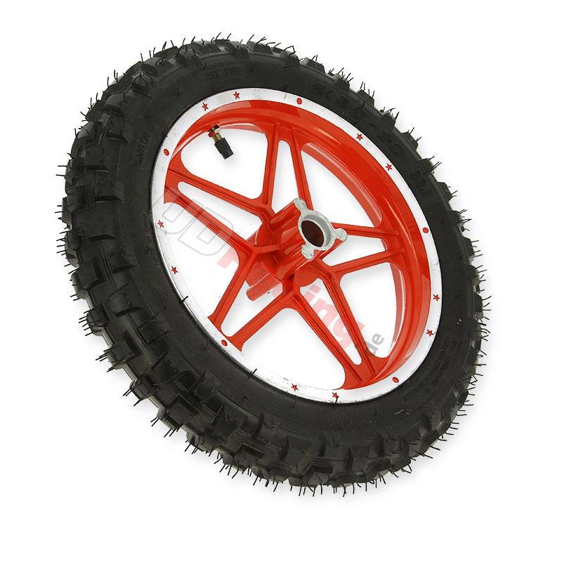 Vorderrad komplett rot fr Pocket bike cross (10'', Typ 1), Pocket Cross Teile