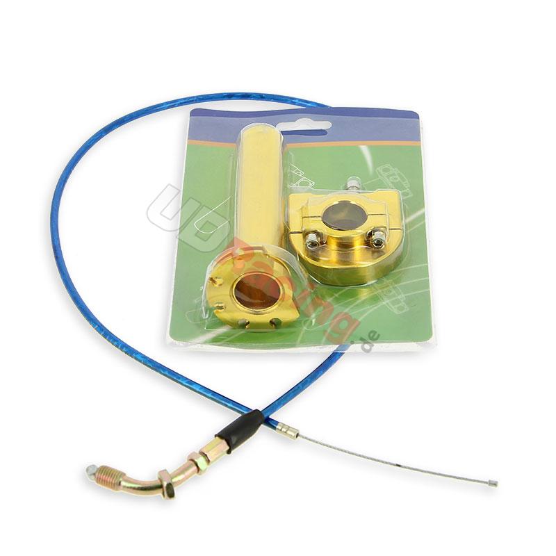 Griff - Gasgriff (schnell), gold, Qualittsprodukt + Kabel, blau, Pocket Cross Teile