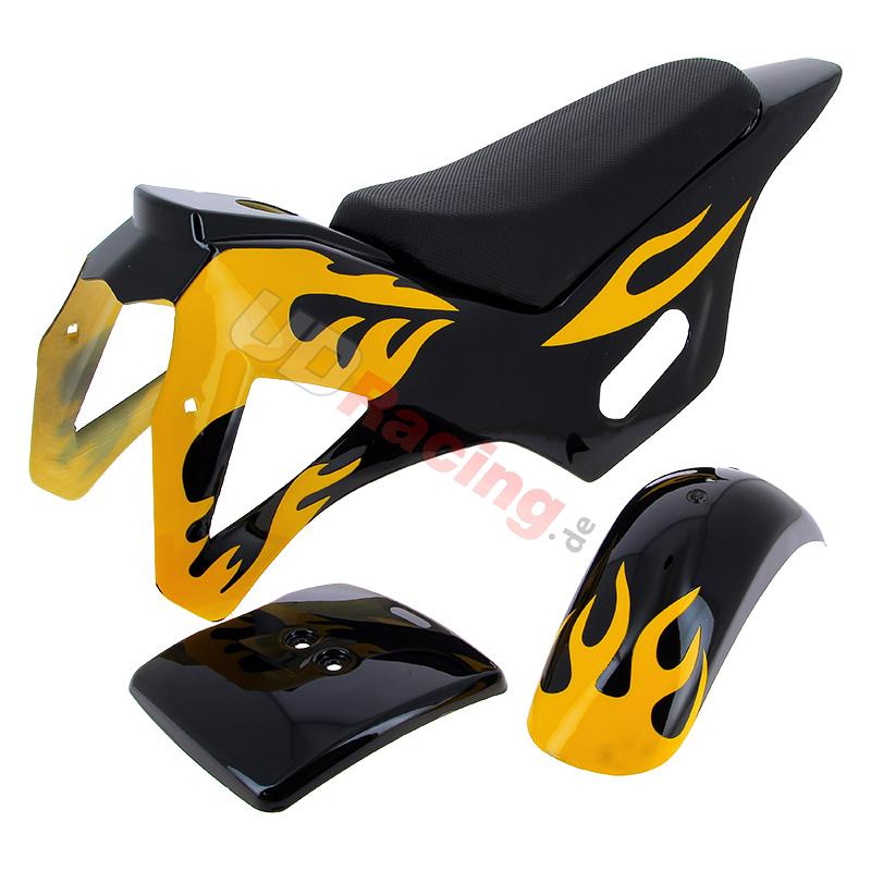 Verkleidung pocket bike cross (Schwarz - Gelb, Typ 1), Pocket Cross Teile