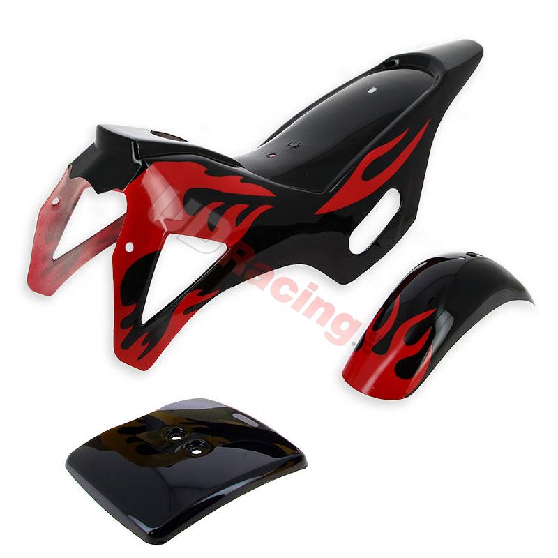 Verkleidung pocket bike cross (Schwarz - Rot, Typ 1), Pocket Cross Teile