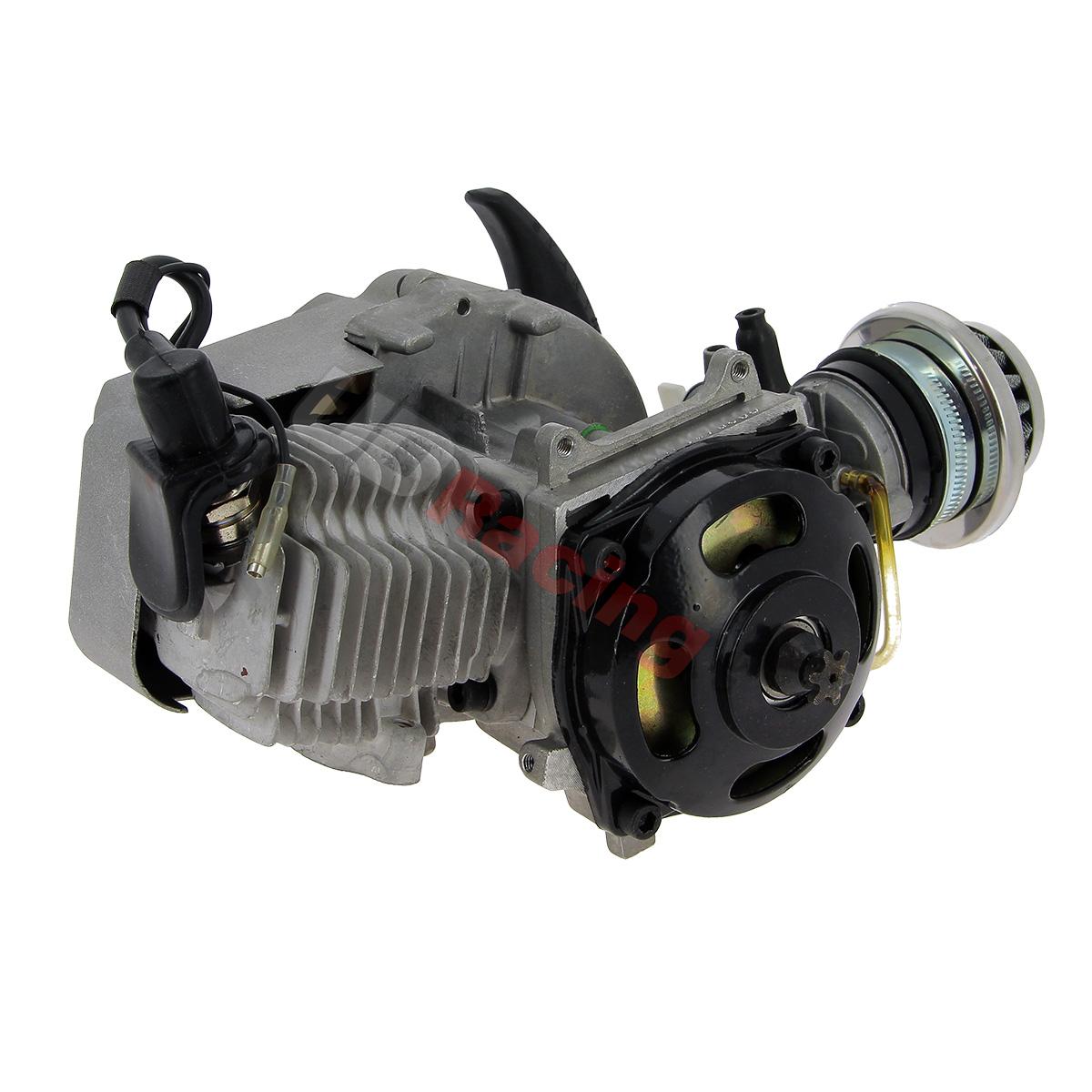Motor 49 ccm + Anlasser alu + Filter Racing (Typ 2) fr pocket quad, Pocket quad Teile