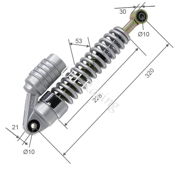 Stoßdämpfer vorn mit Gasdruck 200 ccm STIIE-B (schwarz/grau , 320 mm), Ersatzteile Shineray 200STIIE und STIIEB Stoßdämpfer vorn mit Gasdruck 200 ccm STIIE-B (schwarz/grau , 320 mm), Ersatzteile Shineray 200STIIE und STIIEB