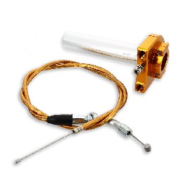 Griff - Gasgriff (schnell), gold, Qualittsprodukt + Kabel, Ersatzteile Dirt bike